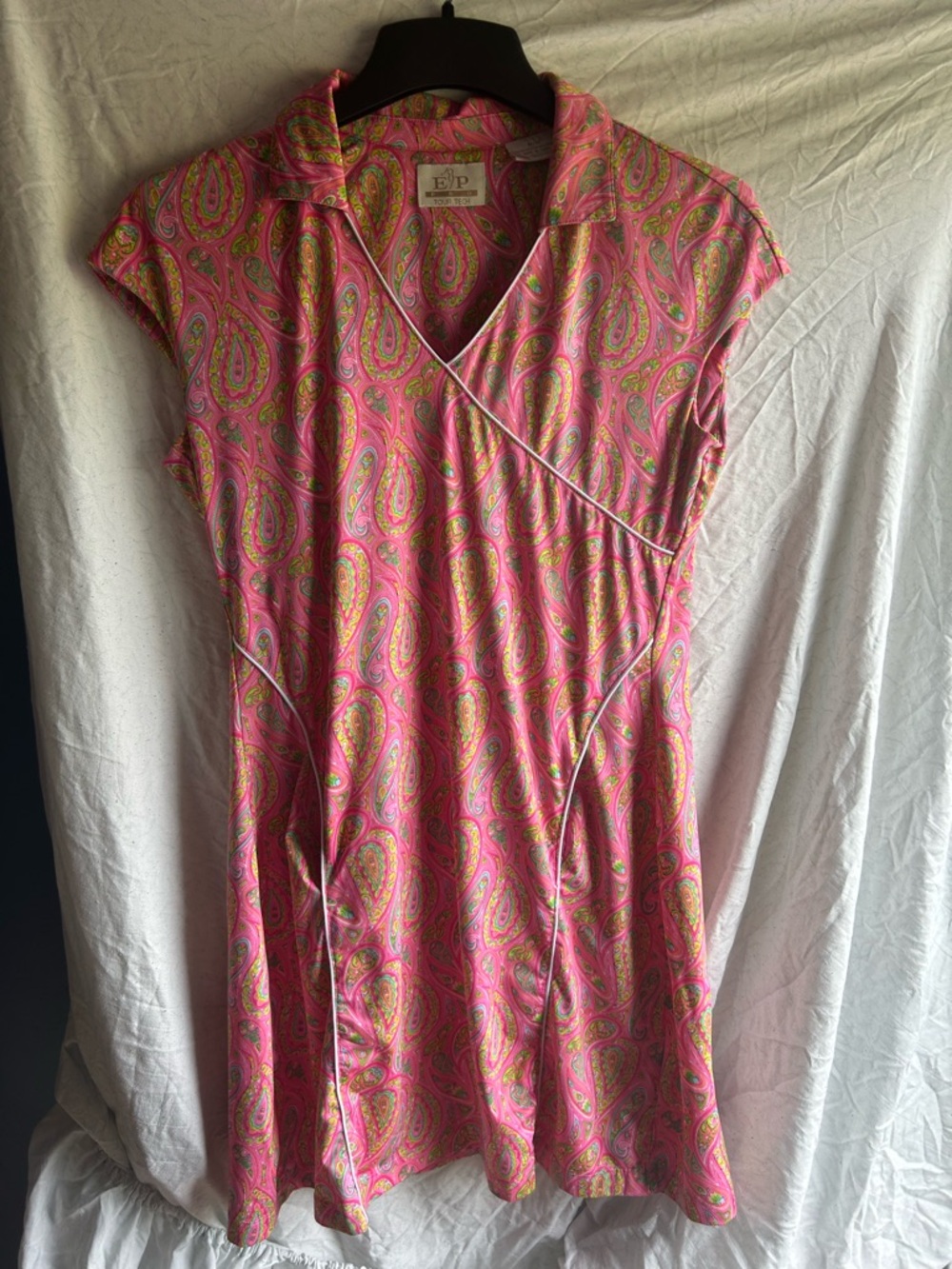 EP Pro Pink Paisley Faux-Wrap Midi Dress